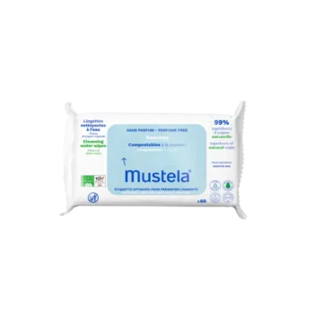 Mustela BEBE - Lingettes Nettoyantes à l'Eau Compostables, 60 Lingette